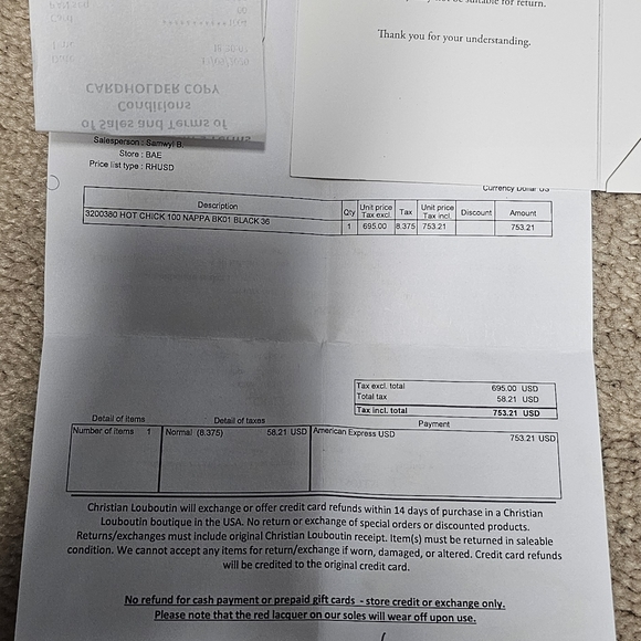 Christian Louboutin Hotchicks size 36.0 (6.0 us). Worn twice. Vibram to protect. - Picture 7 of 7